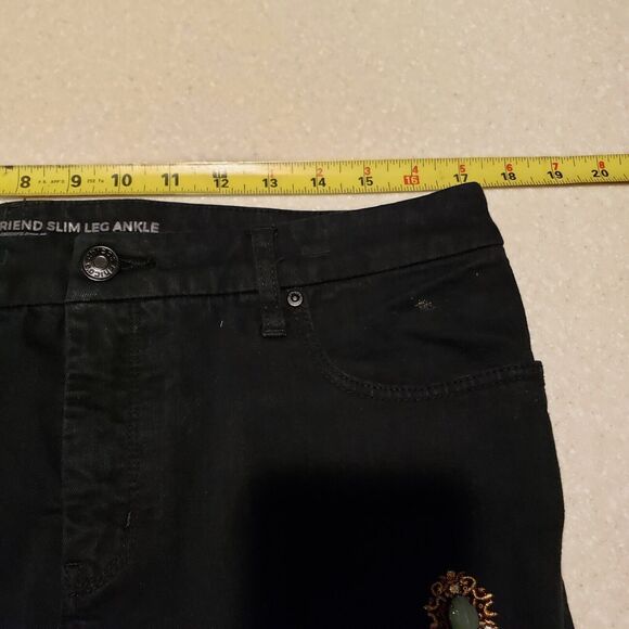 Chicos Jeans 2R  So Slimming Girlfriend Ankle Jewels Beaded Black - Picture 6 of 13